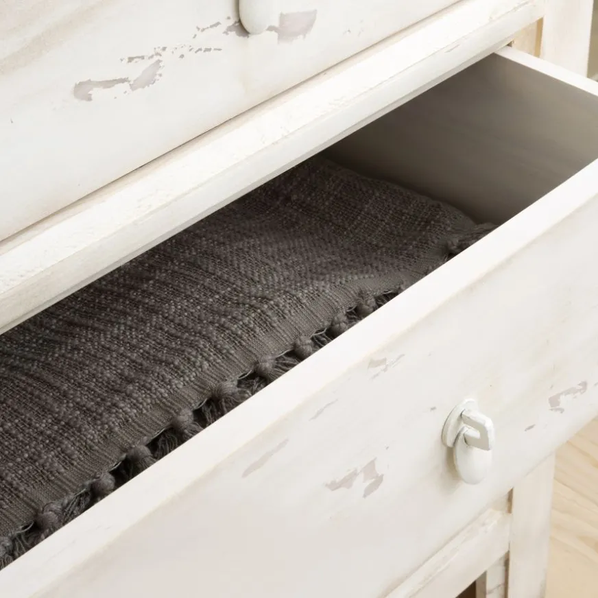 Banak Soho Commode en bois massif de couleur blanc décapé