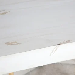 Banak Soho Mesa de comedor rectangular de madera color blanco decay