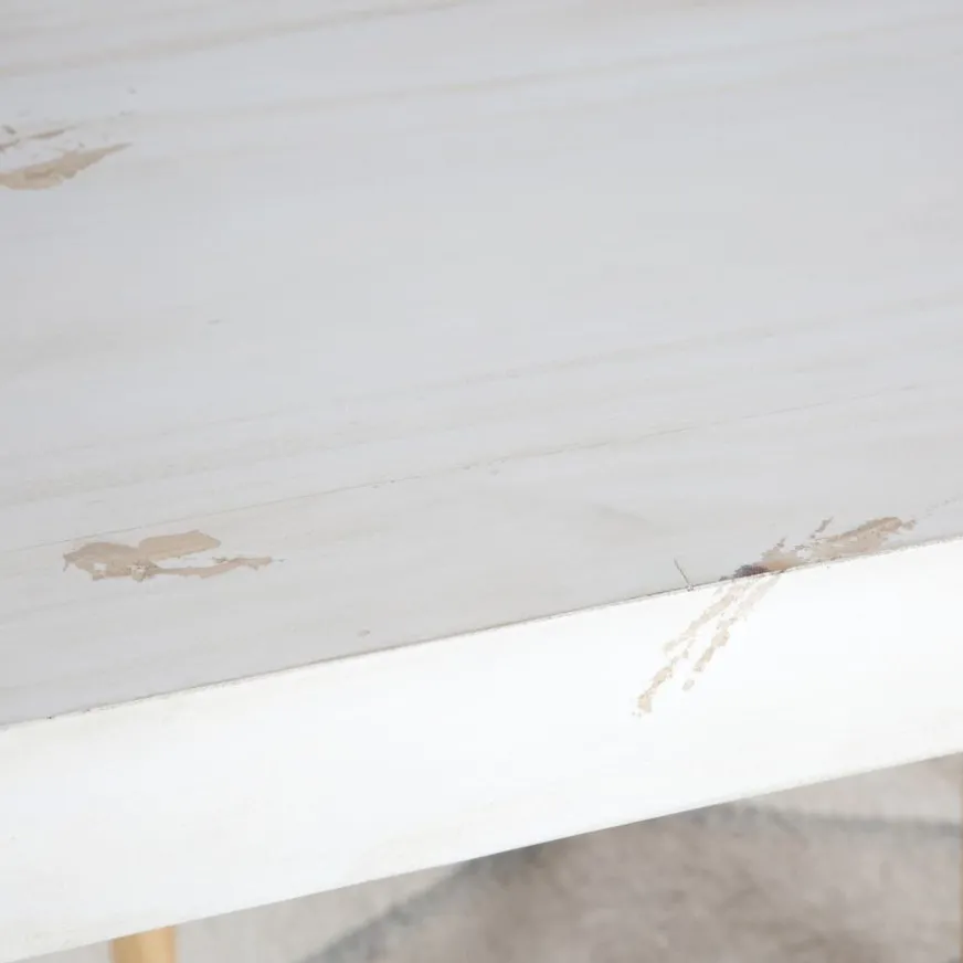 Banak Soho Mesa de comedor rectangular de madera color blanco decay