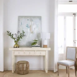 Banak Soho Meuble d'entrée en bois massif en blanc décapé