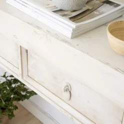 Banak Soho Meuble d'entrée en bois massif en blanc décapé