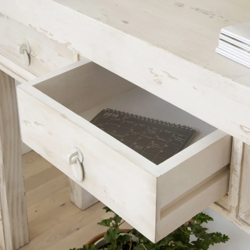 Banak Soho Meuble d'entrée en bois massif en blanc décapé