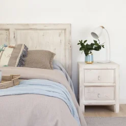 Banak Soho Table de nuit en bois massif en blanc décapé