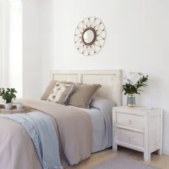 Banak Soho Table de nuit en bois massif en blanc décapé