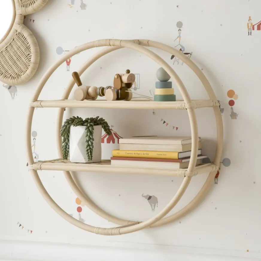Enfant Banak Solei étagère murale ronde en rotin naturel