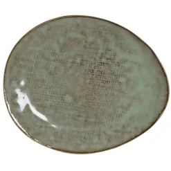 Banak Sugo Plat en grès émaillé turquoise