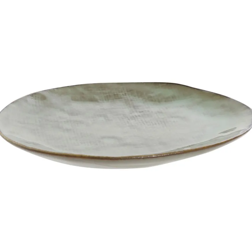 Banak Sugo Plat en grès émaillé turquoise