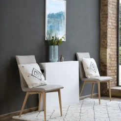 Banak Tan Table à manger pliante rectangulaire tan 88/160 en bois laqué blanc