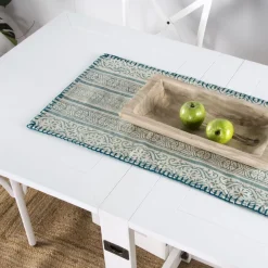 Banak Tan Table à manger pliante rectangulaire tan 88/160 en bois laqué blanc