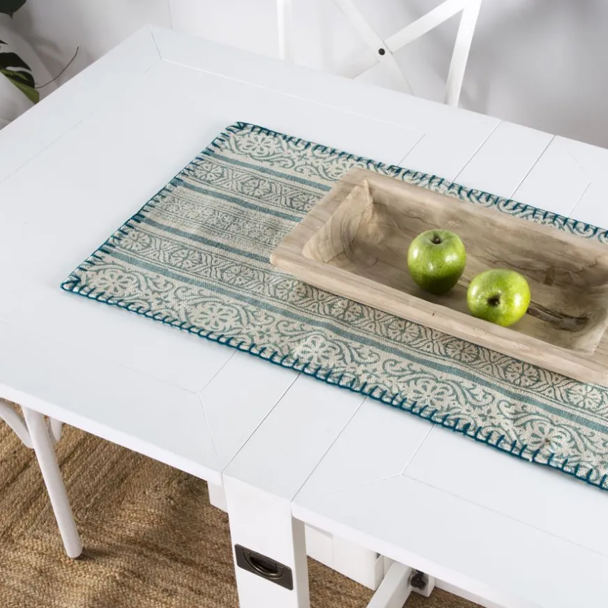 Banak Tan Table à manger pliante rectangulaire tan 88/160 en bois laqué blanc