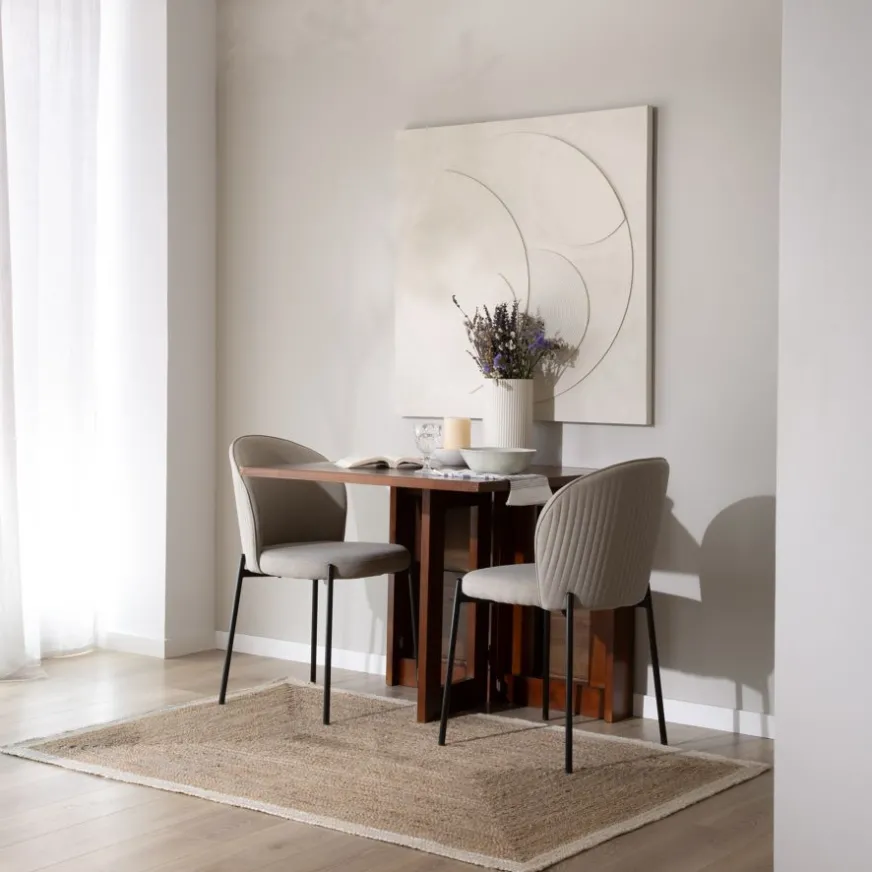 Banak Tan Table de salle à manger pliante rectangulaire 88/160 en bois massif de couleur teck