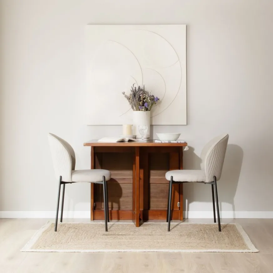 Banak Tan Table de salle à manger pliante rectangulaire 88/160 en bois massif de couleur teck