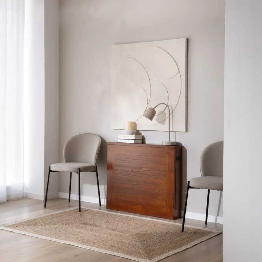 Banak Tan Table de salle à manger pliante rectangulaire 88/160 en bois massif de couleur teck