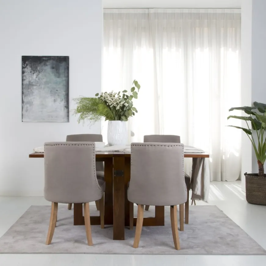 Banak Tan Table de salle à manger pliante rectangulaire 88/160 en bois massif de couleur teck