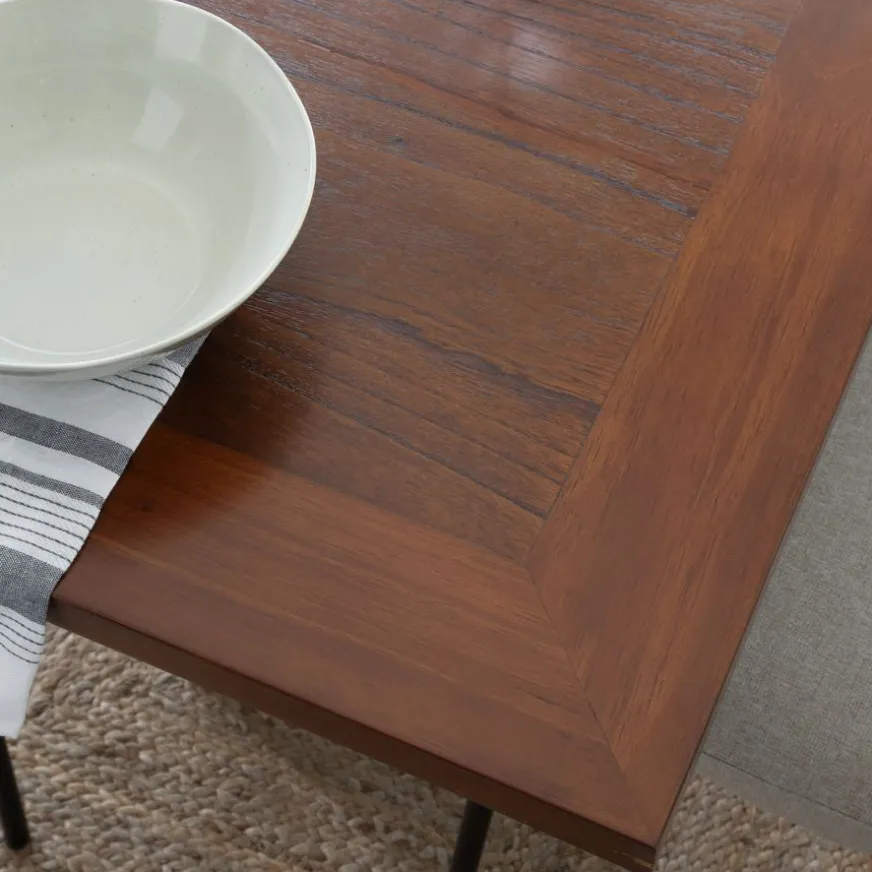 Banak Tan Table de salle à manger pliante rectangulaire 88/160 en bois massif de couleur teck