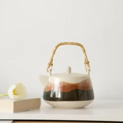 Banak Théière Avec rangée de feuilles douces ter+vert 1,3l porcelaine