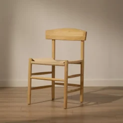 Banak Tisen Chaise en bois massif et rotin naturel