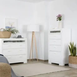 Banak Tribeca Chiffonnier avec un chaussure en bois laqué en blanc
