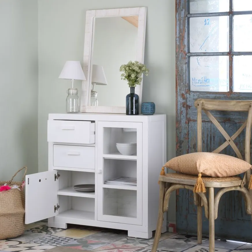 Banak Tribeca Meuble d'entrée étroit en bois laqué blanc