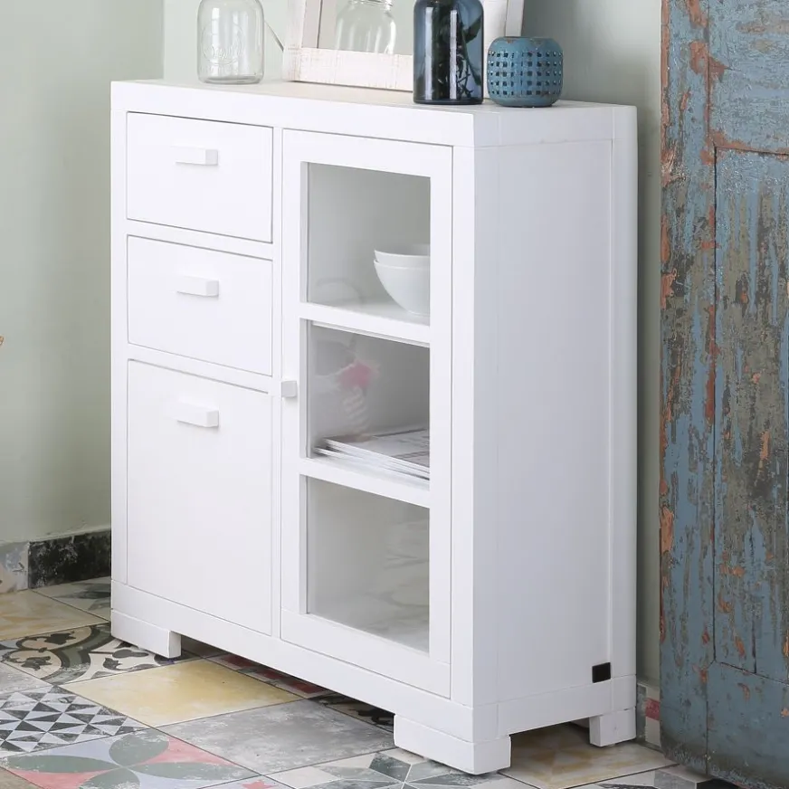 Banak Tribeca Meuble d'entrée étroit en bois laqué blanc