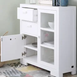 Banak Tribeca Meuble d'entrée étroit en bois laqué blanc