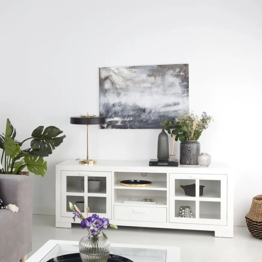 Banak Tribeca Meuble tv en bois laqué blanc