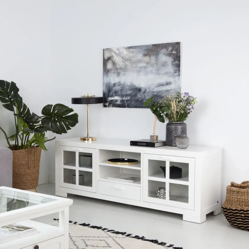 Banak Tribeca Meuble tv en bois laqué blanc