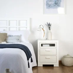 Banak Tribeca Table de chevet en bois laqué blanc