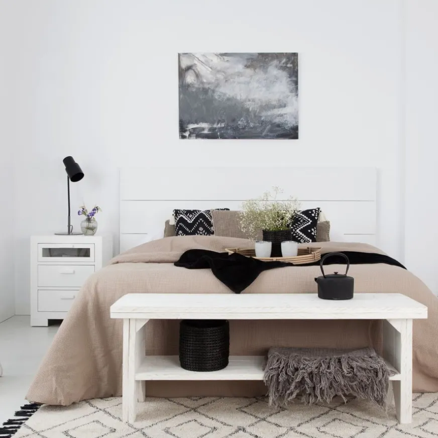 Banak Tribeca Table de chevet en bois laqué blanc