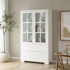 Banak Tribeca Vitrine en bois laqué blanc