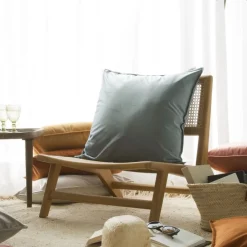 Banak Vela Coussin décoratif en velours pour canapé de couleur bleue