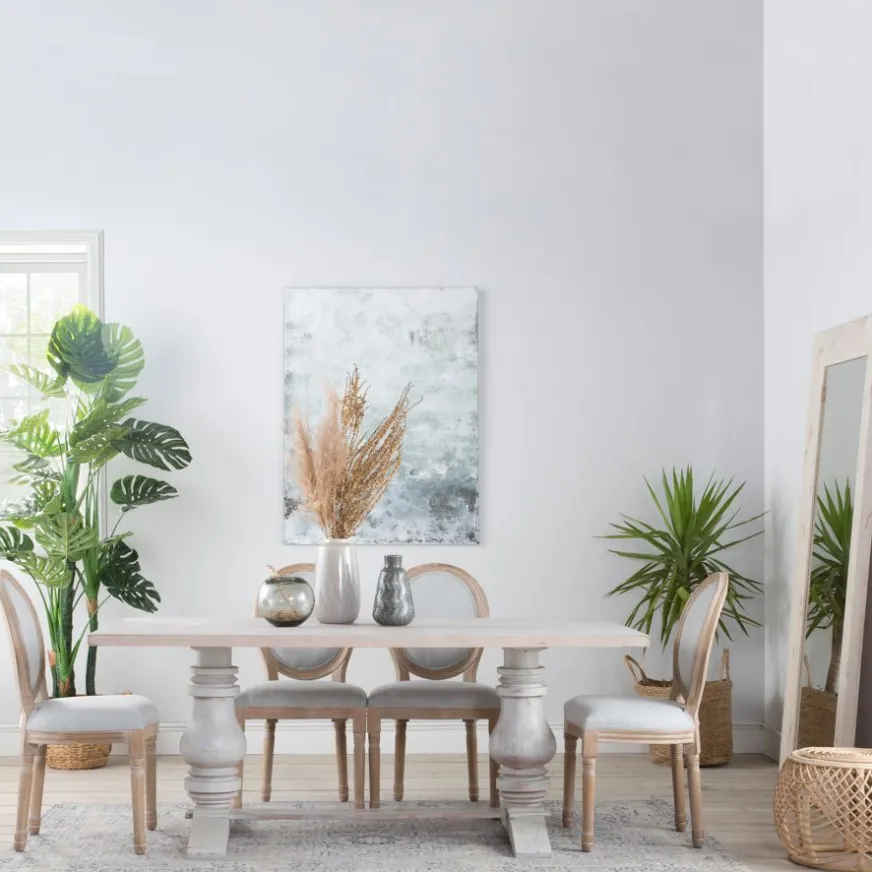 Banak Victoria Chaise en bois massif de bouleau rembourrée en gris