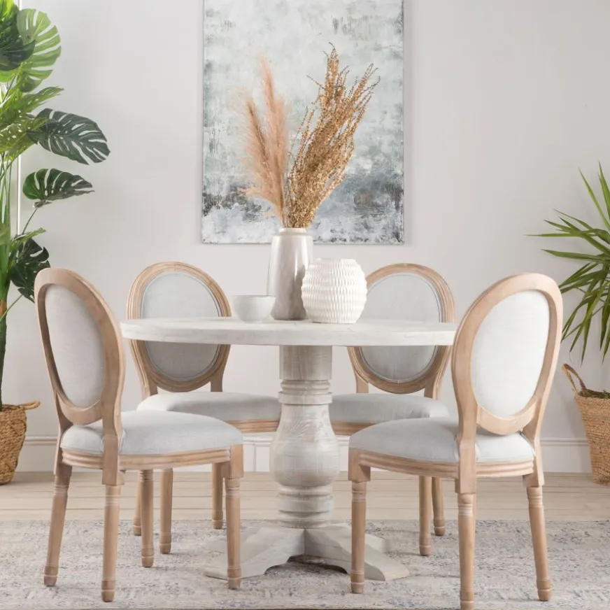 Banak Victoria Chaise en bois massif de bouleau rembourrée en gris