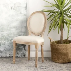 Banak Victoria Chaise en bois massif de bouleau rembourrée en beige