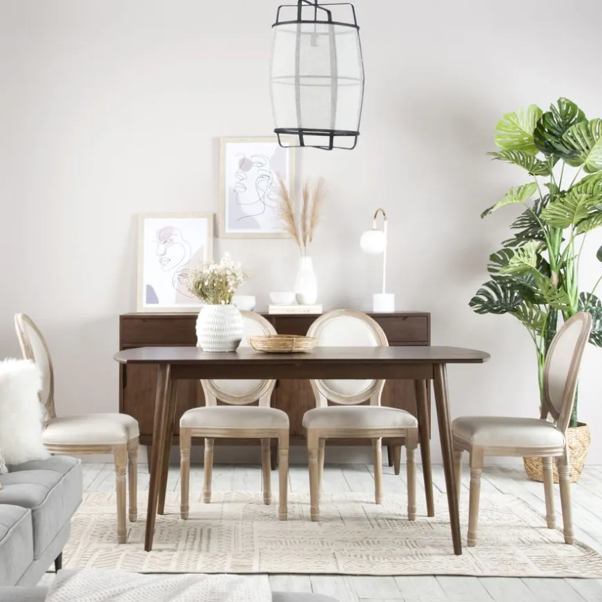 Banak Victoria Chaise en bois massif de bouleau rembourrée en beige