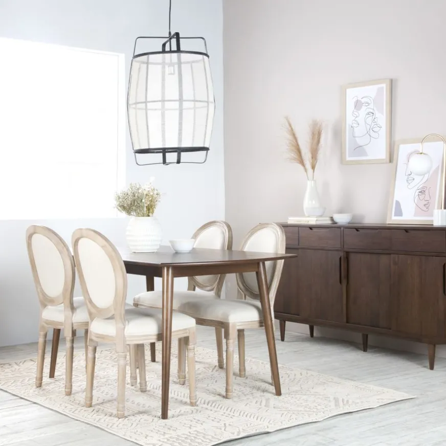 Banak Victoria Chaise en bois massif de bouleau rembourrée en beige