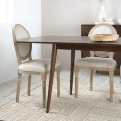 Banak Victoria Chaise en bois massif de bouleau rembourrée en beige