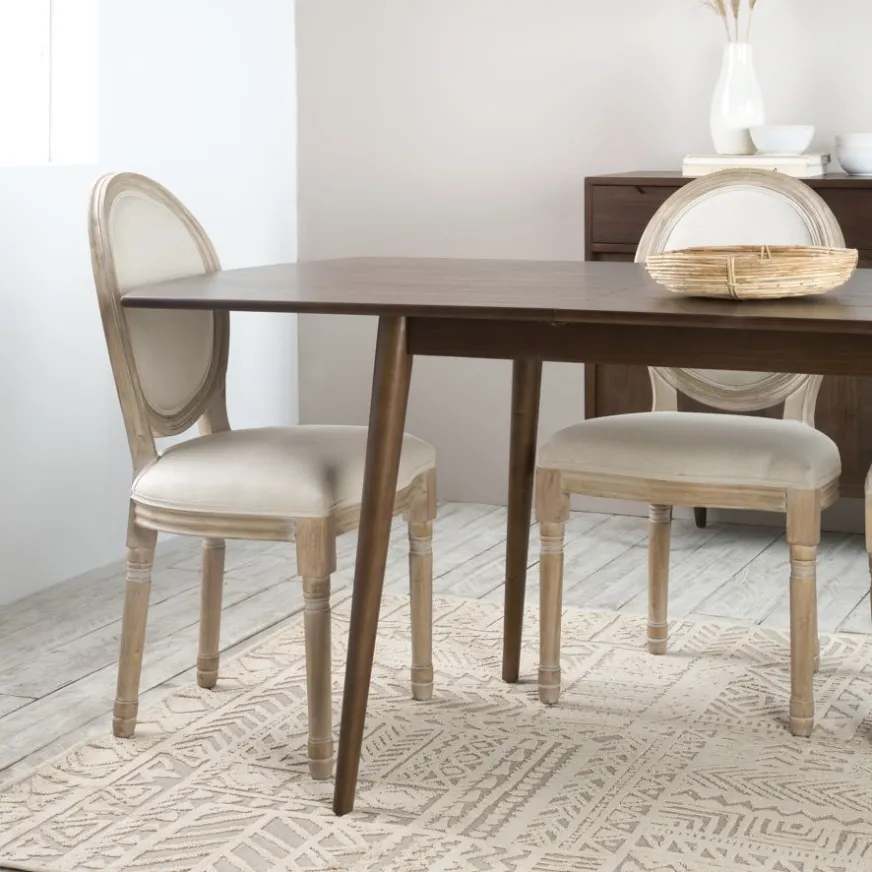 Banak Victoria Chaise en bois massif de bouleau rembourrée en beige