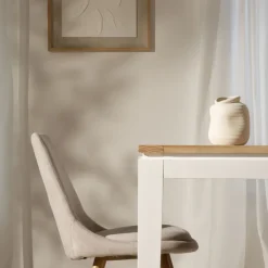 Banak Vilna Table à manger extensible rectangulaire 150/200 en bois massif blanc et naturel