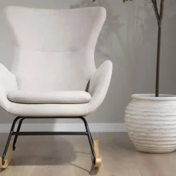 Banak Vinci Fauteuil à bascule beige avec pieds en bois