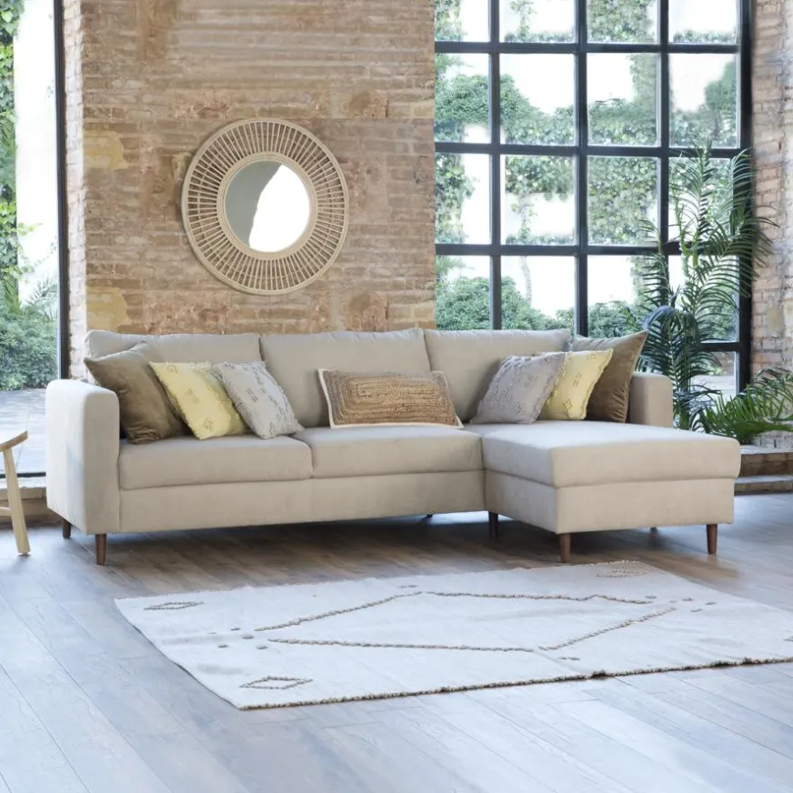 Banak Vinson Canapé d'angle réversible 3 places beige