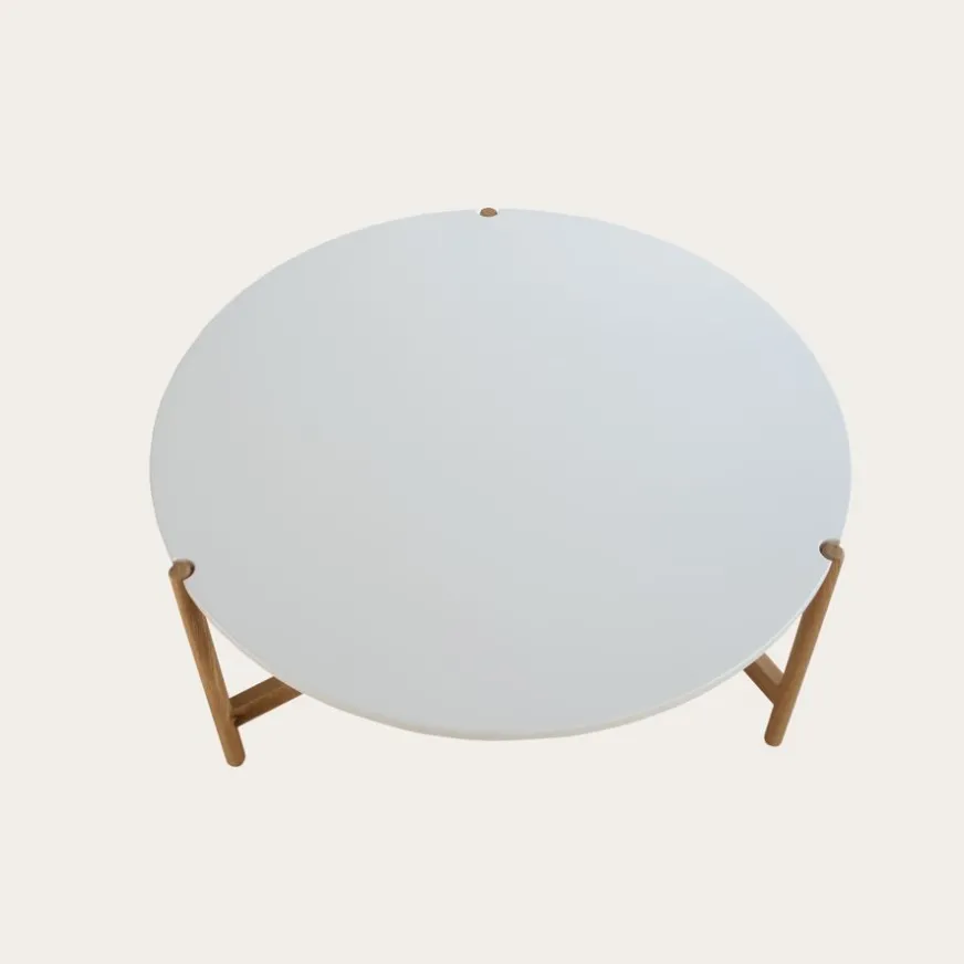 Banak Vitele Table basse 90x90 laquée blanche et naturelle