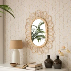 Banak Vouga Miroir mural en rotin naturel