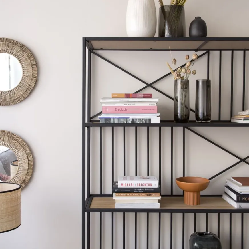 Banak Zion étagère en bois et métal noir