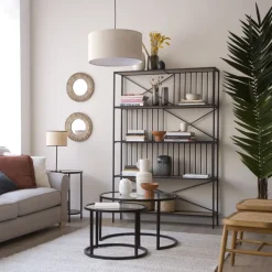 Banak Zion étagère en bois et métal noir