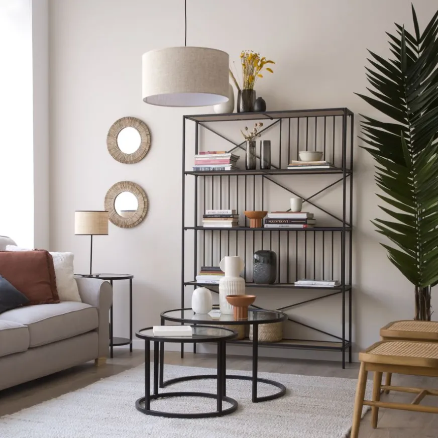 Banak Zion étagère en bois et métal noir